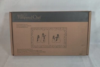 NUEVO Plato dividido Pampered Chef #3012 muñecos de nieve puntos Foto 1 de 4