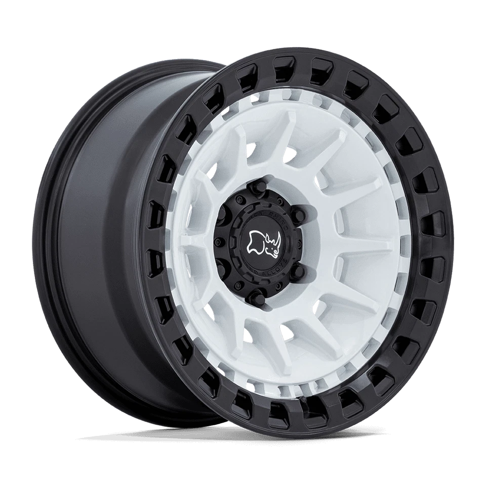 Llanta de 17 pulgadas blanca negra Rhino Barrage 17x8,5 para Jeep Wrangler Gladiator Foto 1 de 1