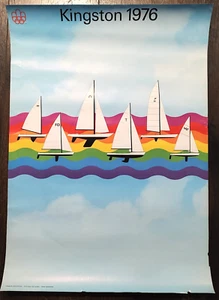 Vintage Montreal Olympics Poster 1976 Sailing Kingston Ontario Raymond Bellemare - Picture 1 of 3