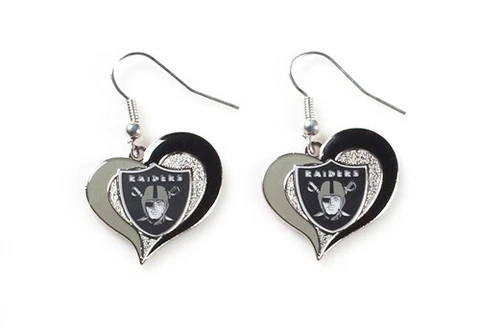 Oakland Raiders Swirl Heart Earrings (2 Pack) Cover
