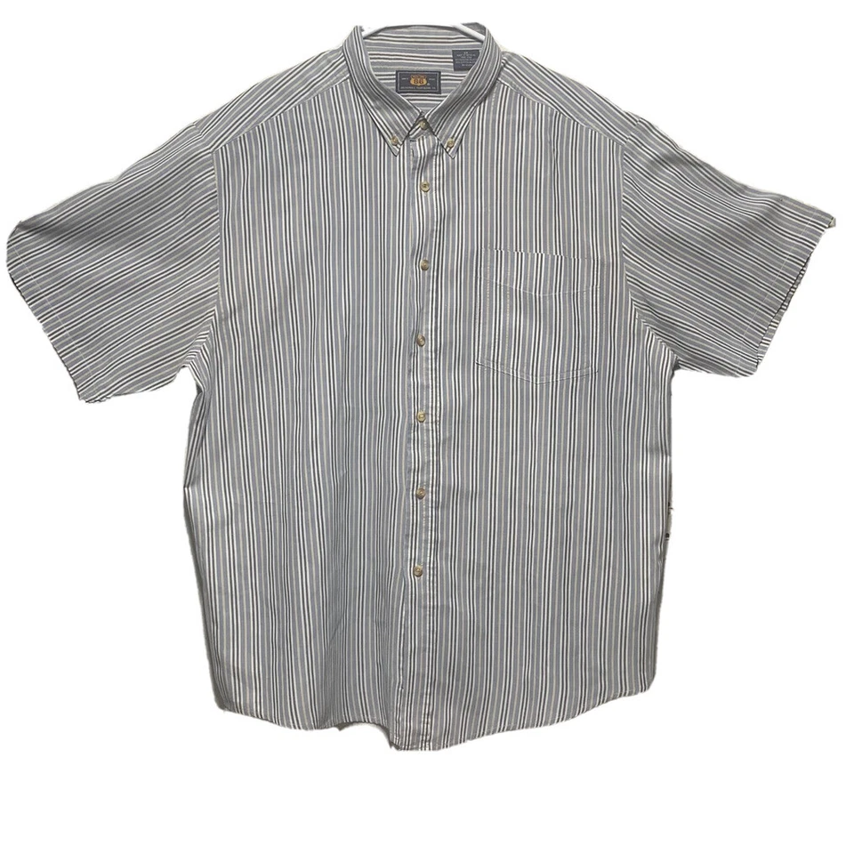 Camisa para hombre Route 66 abotonada manga corta rayas azules Seersucker talla 2X Foto 1 de 4