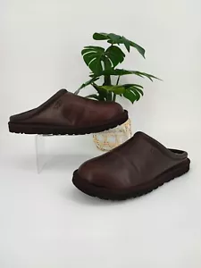 Ugg Men's Classic Clog Mules Fur Lined Brown Leather Shearling Size 10 US - Picture 1 of 8