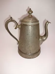 Antique Vintage M. Simons 1868 Patent Pewter Coffee Tea Pot Hinged Lid 8-3/4" - Picture 1 of 10