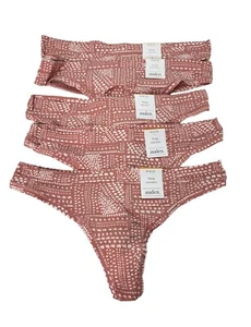 Auden Lot of 5 Pair Women’s Sz M(8/10) Blush Pink Cotton Blend Thong Panties - Picture 1 of 9