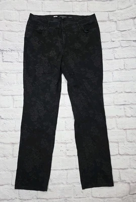 Jeans Lafayette 148 Thompson Talla 14 (35x31) Negro Floral AOP Whimsigoth Witchy Foto 1 de 4