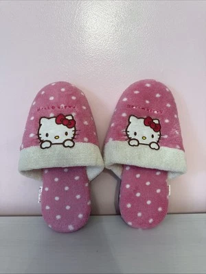 Хлопковые махровые тапочки Hello Kitty в горошек розовые - Изображение 1 из 4