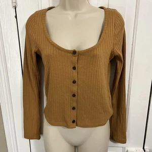 Madewell gerippte Strickjacke Crop Tee Toffee braun hellbraun Small E2 - Bild 1 von 6