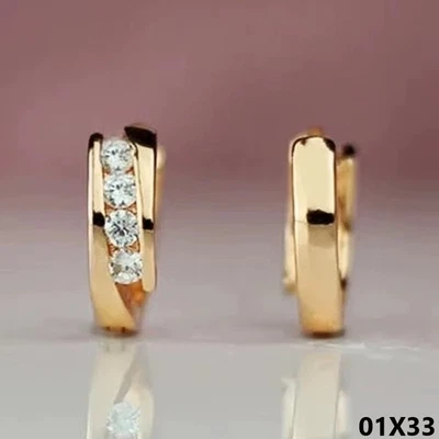 Damen Zirkon Ohrringe Gold Klapp- Creolen für Frauen Schmuck Ohr Kreis Ohrringe - Bild 1 von 4