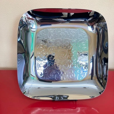 Plateau carré habillé Alessi Marcel Wanders 2011 en acier inoxydable avec boîte - Photo 1/4