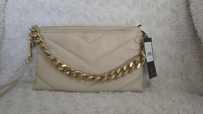 Bolso Bandolera Rebecca Minkoff Edie Cadena Cuero Beige Herrajes Dorados Nuevo con Etiquetas Foto 1 de 3