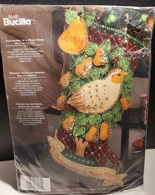 Kit de meia de feltro Bucilla 12 dias de Natal perdiz pereira pereira pereira novo - Imagem 1 de 2