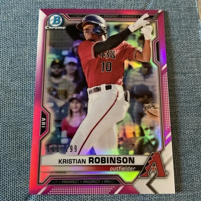 2021 Bowman - Chrome Prospects Kristian Robinson  Fuchsia Refractor /199 (RC) - Image 1 of 4