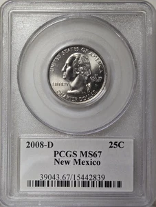 2008-D 25C PCGS MS67 - Clad New Mexico Quarter - Picture 1 of 2