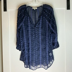 Blusa Oliva y Roble Mujer Talla 2X Azul Bordada Transparente Cuello en V Floral Romántica - Imagen 1 de 7