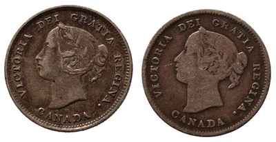 Pair of 1891 and 1892 silver Canada 5 Cent Coins - Image 1 of 2
