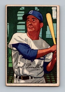 Tarjeta de béisbol vintage Bowman #24 1952 Carl Furillo baja calidad (MK) - Imagen 1 de 2