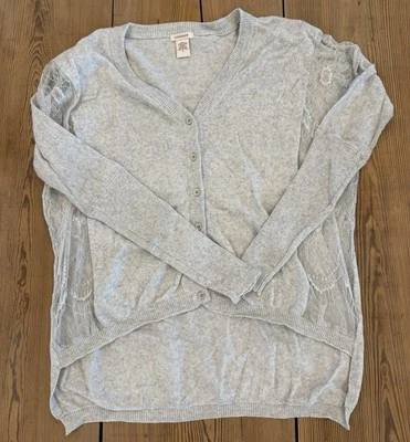 Cárdigan para mujer Sundance suéter de encaje gris dobladillo alto bajo pequeño algodón cachemir Foto 1 de 4