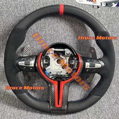 Volante de carbono real Alcantara para BMW M3 M5 M6 F01 F02 F06 F10 F12 F15 Foto 1 de 4