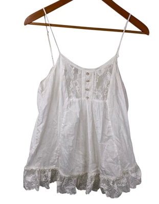 De Colección Energie Milkmaid Fairy Whimsigoth Boho Y2K Top Encaje Volantes Fluido Blanco Talla S Foto 1 de 4