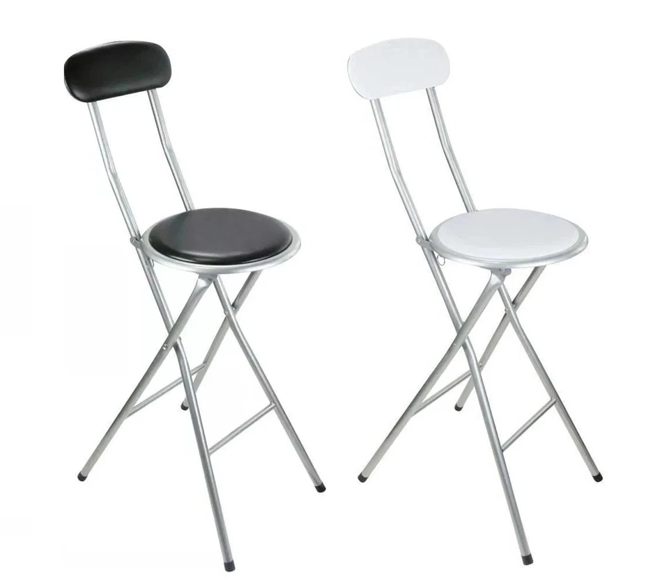 Breakfast Folding Bar Stool Light Weight High Chair Padded Round Seat Home       - Image 1 of 1