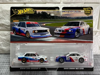 Paquete de 2 Hot Wheels BMW 320 Grupo 5 2001 BMW M3 GTR Premium Real Riders blanco Foto 1 de 4