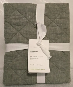 Pottery Barn Standard belgisches Flachs Leinen diamantgesteppt 1-Scham 20" x 26" Loden - Bild 1 von 2