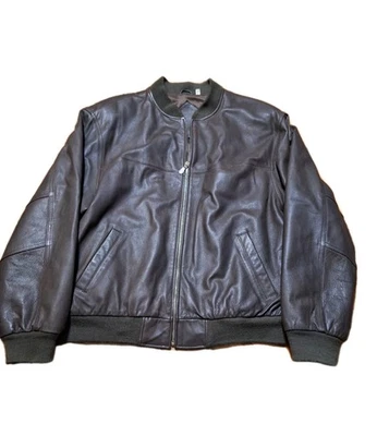 Chaqueta de Vuelo Roundtree Yorke Hombres XL Cuero Marrón Bombardero De Colección Clásica Años 90 Grunge Foto 1 de 4