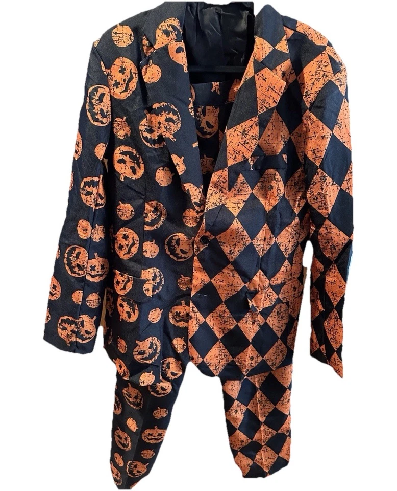 Traje de calabaza de Halloween Spirit para hombre chaqueta pantalones y corbata Jack O linterna talla mediana Foto 1 de 4