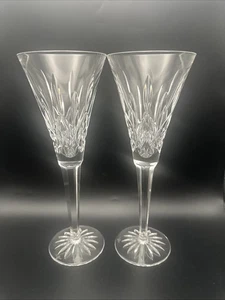 Pair (2) Waterford Crystal 9 ¼”  Lismore Toasting Champagne Flutes - Picture 1 of 8