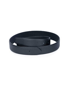 Black Leather Belt Strap Mens Replacement For Buckle Hole 3.5 Cm Saffiano