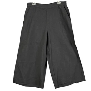 Chicos 1.5 (10) Pantalones Cortos de Lino Cintura Alta Pierna Ancha Negro Pull On Culotte - Imagen 1 de 11