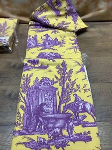 Williams Sonoma Nappe Orleans Toile Tablecloth 70" X 108" Yellow Purple NEW - Picture 1 of 2
