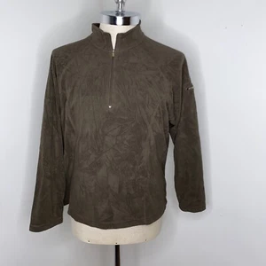 LL Bean Fleece Shirt Sweatshirt 1/4 Zip Brown Top Womens XL Long Sleeve Pocket - Picture 1 of 5