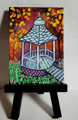 Aceo原创绘画The Gazebo  — 第 1/2 张图片