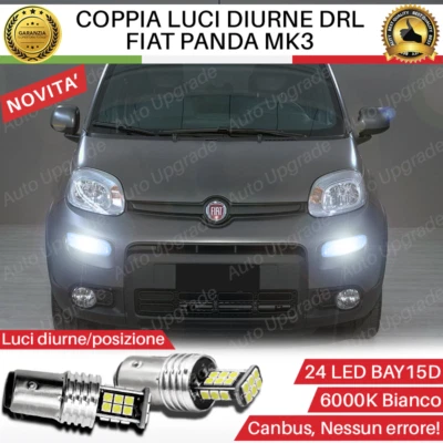 COPPIA LAMPADE DIURNE POSIZIONE DRL 24 LED BAY15D PER FIAT PANDA MK3 SPORT 6000K - Immagine 1 di 4