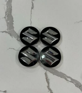 4 Pcs For Suzuki Center Caps Hub Caps 54mm Wheel Black & Chrome - Bild 1 von 3