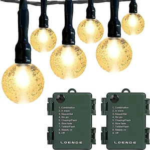 Battery Operated String Lights Waterproof 16FT 30 LED 8 Modes Fairy Garden Globe - Picture 1 of 8