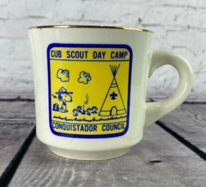 Taza de campamento de día Cub Scout Consejo Conquistador Snoopy Woodstock vintage (H25) - Imagen 1 de 7