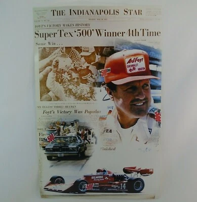 A.J. Foyt "Super Tex" Indy 500 Winner 4th Time 1977 The Indianapolis Star Poster - Image 1 of 4
