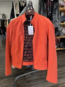 GIUBBOTTO GIACCA DESIGUAL DONNA BIKER Arancione Tg M Nuovo Con Cartellino - Foto 1 di 4