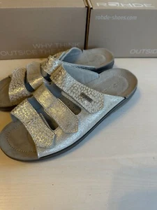 Rohde Damen Sandalen silber weiß Gr. 41 weiches Fußbett Leder Klett neu - Bild 1 von 2
