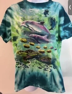 Mighty Fine Women's M Girls Large Dolphin Ocean Graphic T-Shirt Small - Picture 1 of 3