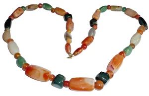 lange Steinschmuck Kette 80 cm Edelsteine Achat Jade etc. Muttertag NEU - Bild 1 von 6