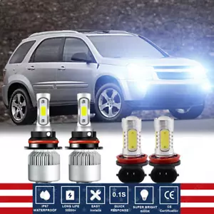 For Chevy Equinox 2005-2009 White 4X Front LED Headlights + Fog Lights Bulbs - Picture 1 of 12