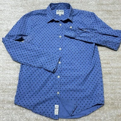 Lucky Brand 男式纽扣衬衫蓝色小号弹力几何图案休闲 — 第 1/4 张图片