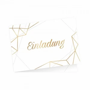 10 edle Klapp-Einladungskarten Linien Gold inkl. 10 weißen Briefumschlägen - Bild 1 von 7