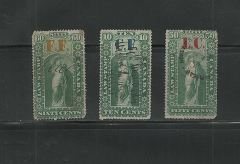 Stamps Canada revenues. lot of 3 revenues stamps used Cover