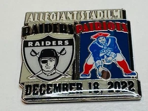 Las Vegas Raiders vs New England Patriots Game Day Pin December 18 2022 12/18/22 - Picture 1 of 2