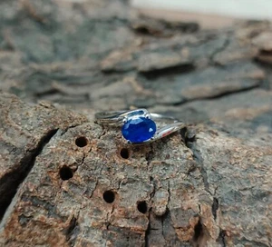 Natürlicher blauer Saphir Edelstein 925 Sterlingsilber Verlobungsring Größe 5 R-776 - Bild 1 von 11