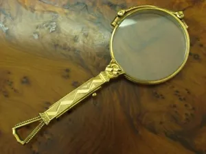 Gafas plegables / Lorgnon / Lorgnette / Gafas de mango / chapadas en oro / 28,6 g - Imagen 1 de 6